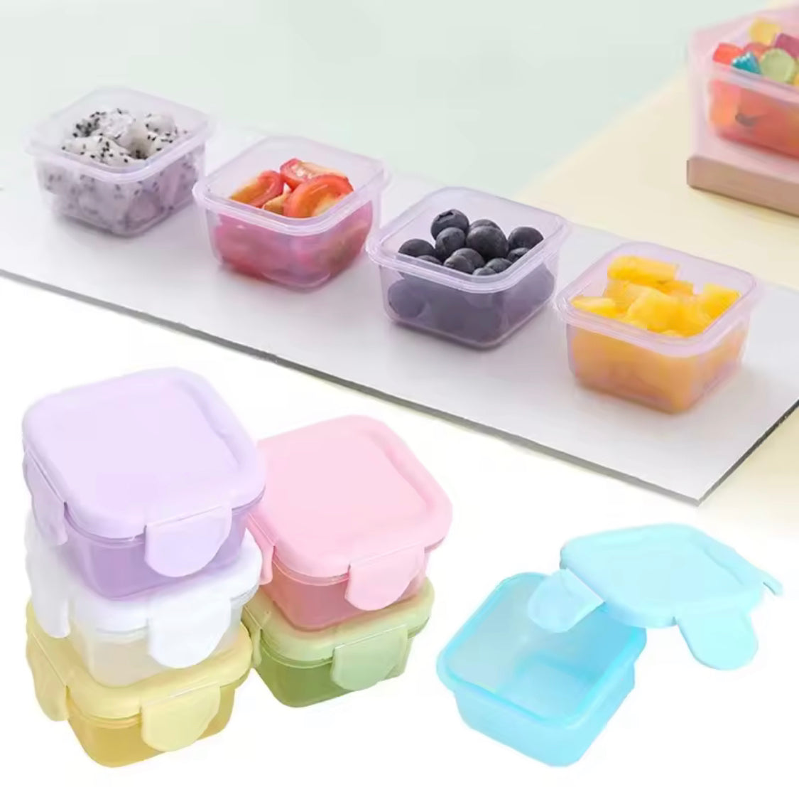 Pack Of 4 Mini Food Grade Sealed Fresh Box, Reusable Bento Lunch Box, Portable Baby Food Storage Containers Pack Of 4 Mini Food Grade Sealed Fresh Box, Reusable Bento Lunch Box, Portable Baby Food Storage Containers